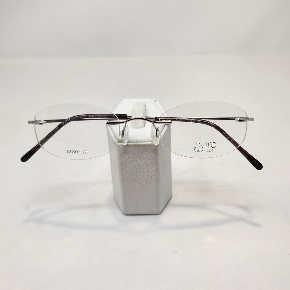 Pure Airlock Seven Sixty 205 Eyeglasses Frames Silver Titanium Rimless Oval